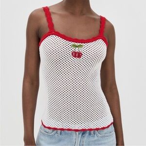 Wayf cherry crochet Top